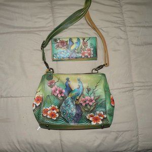 medium size genuine leather Anuschka handbag
